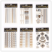 2015 new 6cards/set gold/silver tattoos stickers retail/metallic temporary/metal texture/safety and environmental protection46