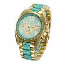 Ginebra marca reloj del cuarzo analógico para hombre / mujeres ocasionales del deporte del oro reloj impermeable Relogio Masculino 5 colores