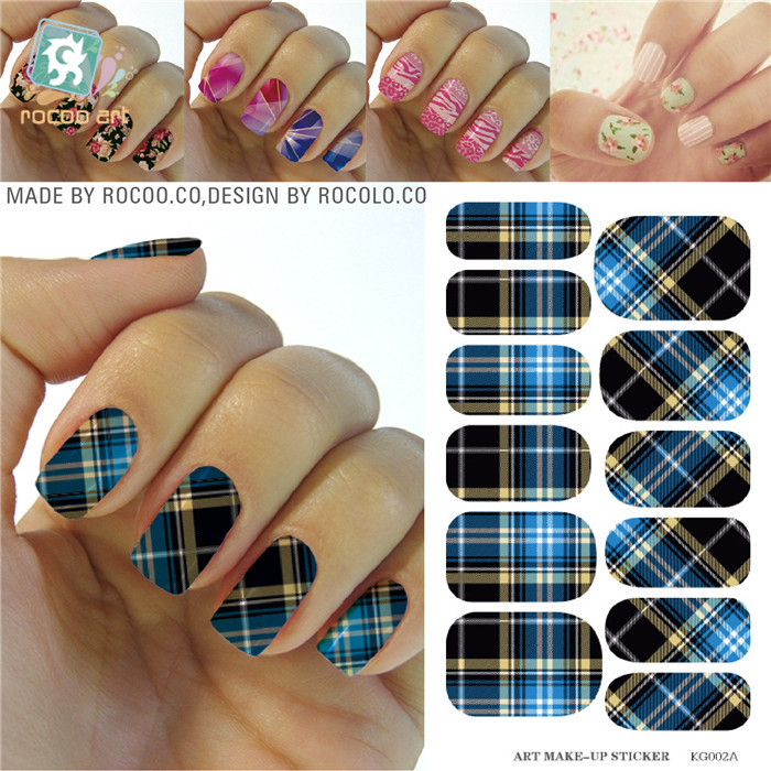 Classic Blue Black font b Tartan b font Water Transfer Design Nails Stickers Manicure Styling Tools