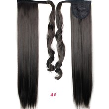 24inch Black Synthetic Long Straight Clip In Ribbon Ponytail Hair Extension hairpiece my little pony Tail