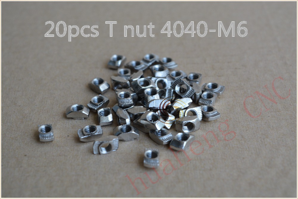 20pcs M6 carbon steel T type nut fastener aluminum connector match use 40 series industrial profile