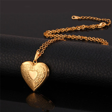 Valentines Gift Heart Locket Necklace Jewelry Wholesale New 18K Real Gold Plated Romantic Fancy Heart Pendant