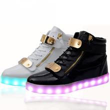 wholesale cheap lights up led luminous casual shoes high glowing with charge simulation sole for women & men adults neon basket