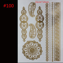 Sexy women temporary tattoos gold necklace bracelet metal temporary tattoo products women tattoo flash tattoos