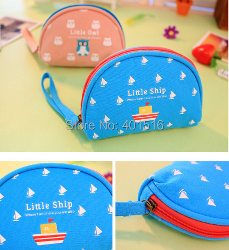 2014 New Korea Style Canvas Oval Cute Happy Family Purse / Coin Bag