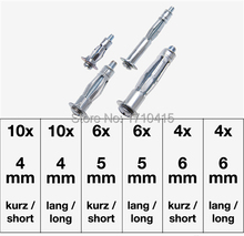 Free Shipping Professional 40 Pcs Molly Bolt Assortment Hardware Tool Set Long and Short 4 6mm