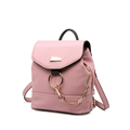 Korean Style Fashion 2016 New Small Backpack Women Designer Hoop And Chain Ornament Travel Bag Solid