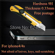 New Tempered Glass HD Premium Real Film Screen Protector for iPhone 4 for iphone 4S with clean tools free shipping