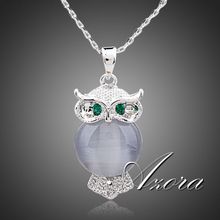 A Bird of Minerva Platinum Plated SWA ELEMENTS Austrian Crystal Jewelry Pendant Necklace FREE SHIPPING!(Azora TN0098)