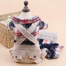 2015 new pet dog clothes plaid pants corduroy hot sale Free Shiping