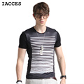 Fashion Brand Clothing T Shirt Men Luxury Ice Silk T shirt Stripes Designer Print Slim Tee
