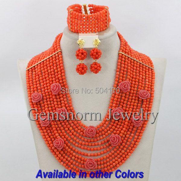 Marvelous African Pink Coral Beads Jewelry Set Pretty Flowers Handmade Nigerian Wedding Coral Jewelry Set Free Shipping CNR190