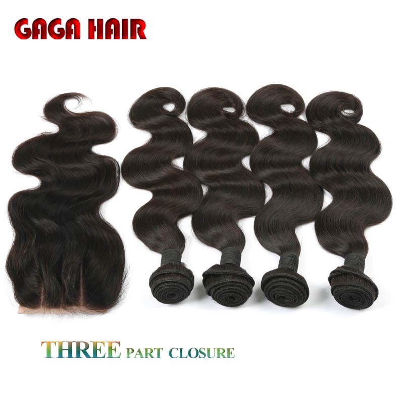 4Pcs Peruvian Virgin Hair Body Wave Hair Extension With 3 Way Part Lace Closure Bleached Knots Brazilian Human Hair Weave 5pcs (2)