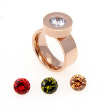 2015 Fashion Brand Jewelry 4 Color Zircon Crystal Stone Interchangeable Rings 18K Gold 316L Stainless Steel