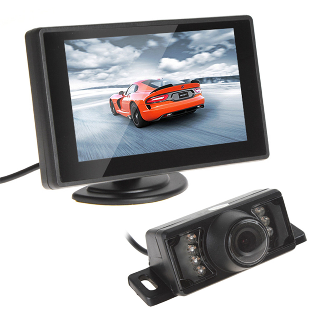 Shockproof CMOS 420TVLs Car Rear View Camera Night Vision Car Monitor With 4.3 Inch TFT LCD
