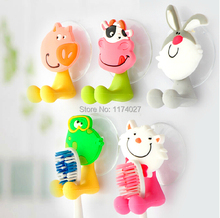 Cartoon sucker toothbrush holder suction hooks bathroom set