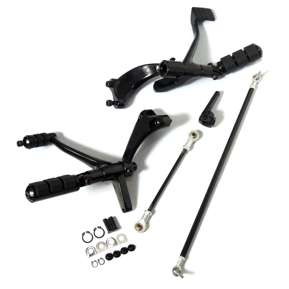 Black Forward Controls Complete Kit with Pegs Levers Linkages For Harley 2004-2013 Sportster FHADA272BK