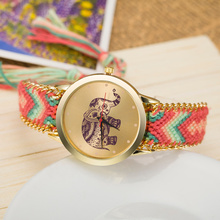 New Brand Handmade Braided Elephant Friendship Bracelet Watch GENEVA Watch Ladies Quarzt Watches Relogio Feminino