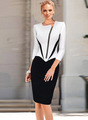 eSale Womens Autumn Winter Long Sleeve Color Block Front Zipper Slim Bodycon Sheath Party Prom Casual