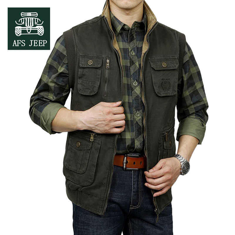 M~3XL 2015 Autumn Spring Reversible Casual Men Vest Coat AFS JEEP Cotton Pocket Cargo Outdoor Sleeveless Jackets Waistcoat Vests M~3XL 2015 Autumn Spring Reversible Casual Men Vest Coat AFS JEEP Cotton Pocket Cargo Outdoor Sleeveless Jackets Waistcoat Vests