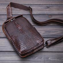 Genuine Pressure Crocodile Bag chest pack Men Leather Business Briefcase Men s Travel Bag Shoulder mobile