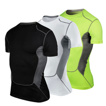 2016 Summer Compression T-Shirt Men Sport Fitness Running Tops Gym Shirt Men T-Shirts Training Workout Short Shirt Yoga 1033