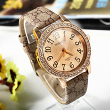 2015 Luxury Rhinestone Watch Fashion Leather Quartz Watch Women Dress Watches Ladies Clock relojes montre femme