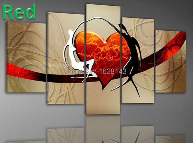 Thick Texture 5 Pieces Hand Painted Modern Abstract Oil Painting On Canvas Large Wall Art Lover bridge Heart Home Decoration D12