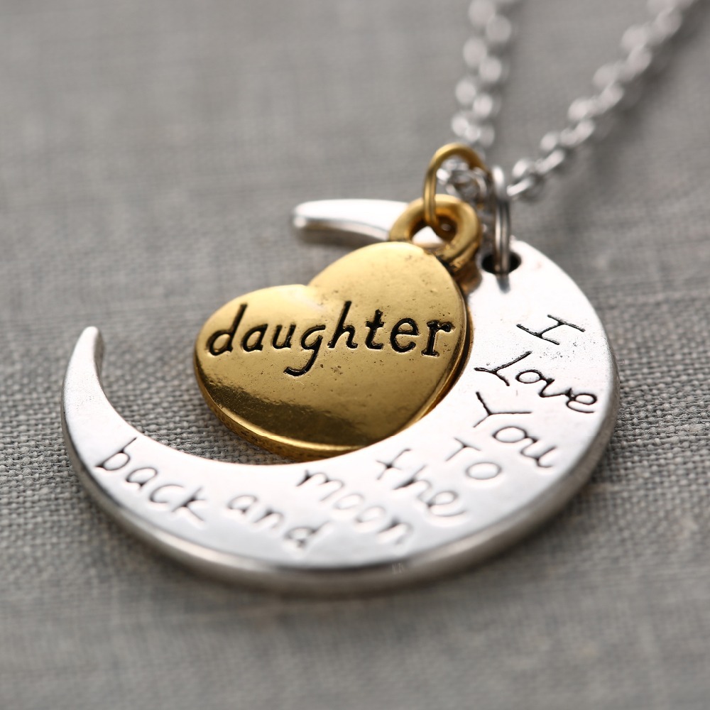 Fashion I Love You Mother Mom dad sister Gift Silver Gold Engraved Letter Pendants Statement Choker