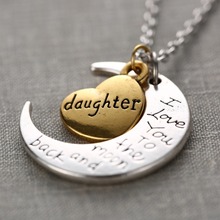 Fashion I Love You Mother Mom dad sister Gift Silver Gold Engraved Letter Pendants Statement Choker Necklace Jewelry 2015