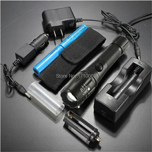 2000Lm CREE XML T6 LED ZOOMABLE Flashlight Water Resistant Torch Light Lamp 18650 Battery + AC/Car Charger + Holster