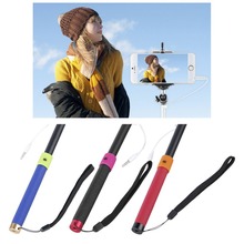 2015 Hot sale Fashionable Black Extendable Handheld Monopod 3 5mm Audio Cable Control Perfect For IOS