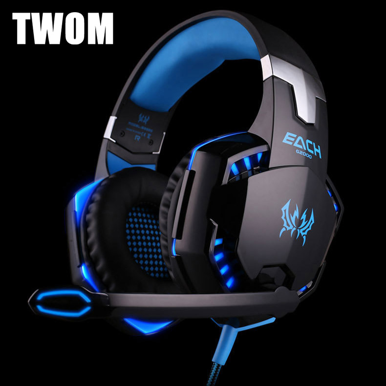 TWOM G2 Glowing Gaming Headset with Microphone for PC Subwoofer Big
