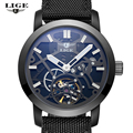 LIGE Sport Watch Men s Luxury Brand Relogio Masculino Military Mechanical Watches Leather Hollow Skeleton clock