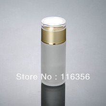 100ML frosted glass lotion bottle with golden lid for cosmetic packaging