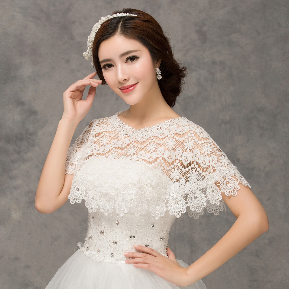 White Lace Wraps font b Bridal b font font b Cape b font Wedding Dress Bolero