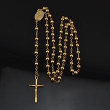 6mm Brass Beads 18K Yellow Gold Plated  Necklace God Father Rosary