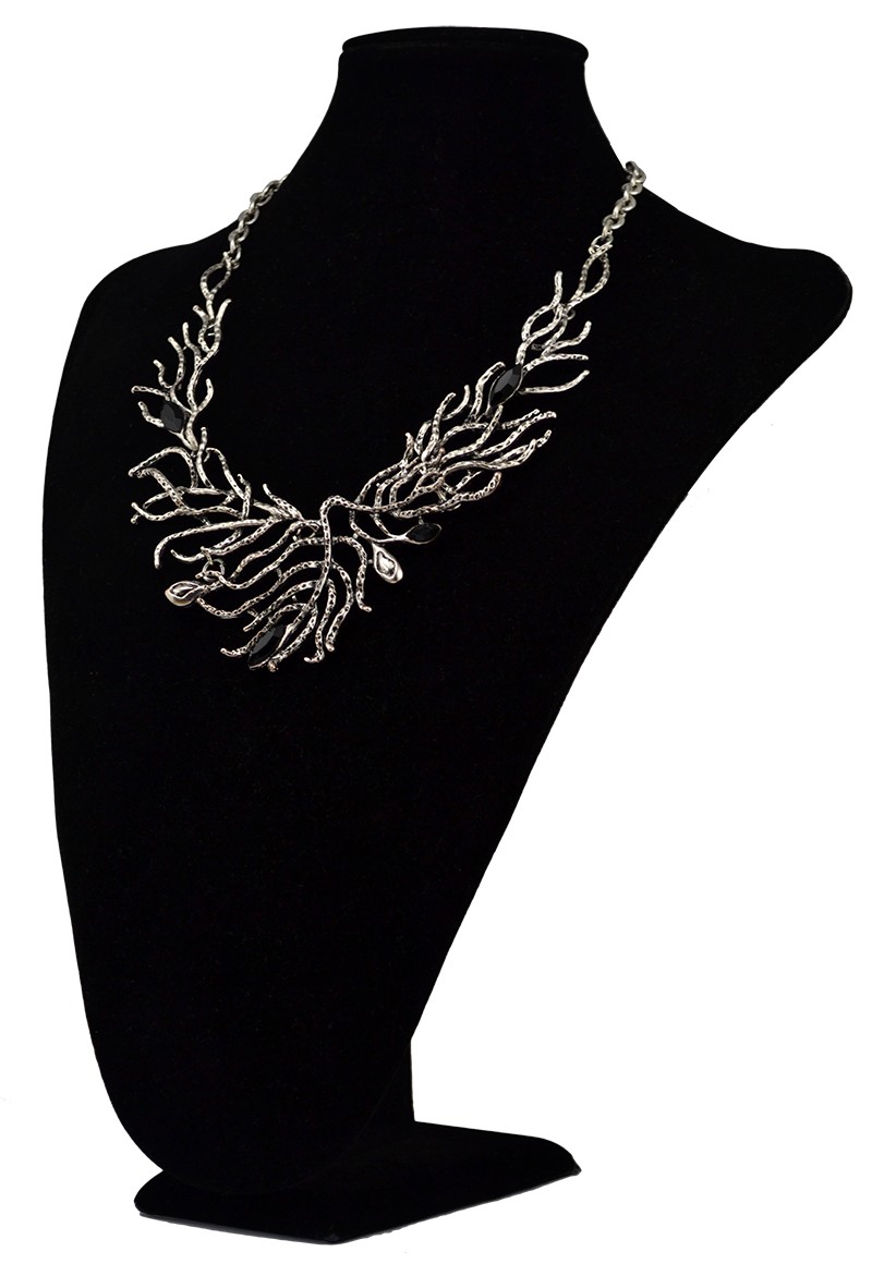 N-6039 2016 Newest Tree Branch Shape Black Resin Bead Vintage Gold_Silver Plated Chain Statement Choker Necklaces Women Jewelry, statement necklace - idealway_img1.cdn.tradew.com_8
