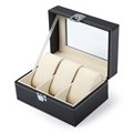 2016 New Arrive 3 Grids PVC Black Leather Watch Case Jewelry Display Box Elegant Storage Watch