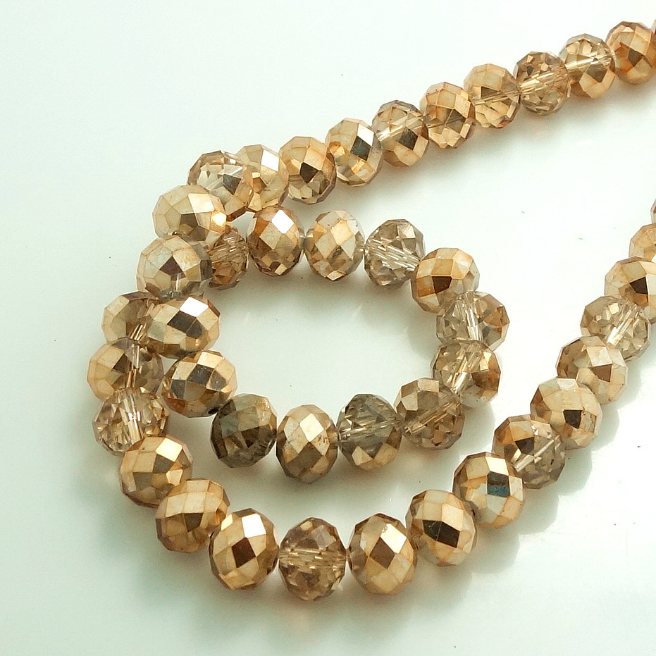 New 8mm Half Plated Wholesale Lot Round Glass Loose Spacer Beads Jewelry Making