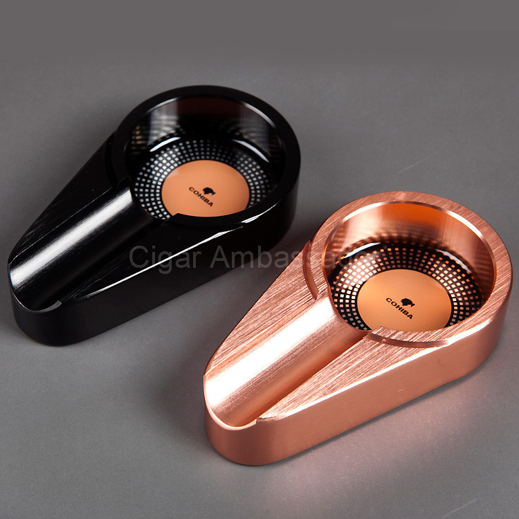 COHIBA Mini Gadget Rose Golden&Black Small Size Titanium Alloy Metal Cigar Ashtray with Black Gift Box