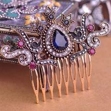 Turkish Design Vintage Blue Crown Hair wear For Party