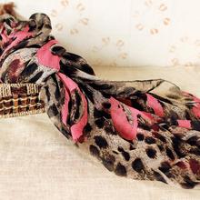Fashion Lover s Gift Polyester Women Scarf Voile Heart and Leopard Printed Shawl Scarf Wholesale Free