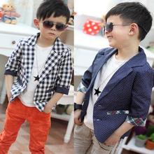 Hot Sale Kids Boys Plaids Check Dots Casual Suit Jacket Coat Costume 2 7 Years Rose