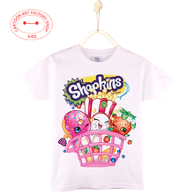 2016 New Arrival Shopkins Kids T-Shirt Tops Cotton 4T-12T Children Streetwear Camiseta Unisex Boy And Girls Shirt Free Shipping