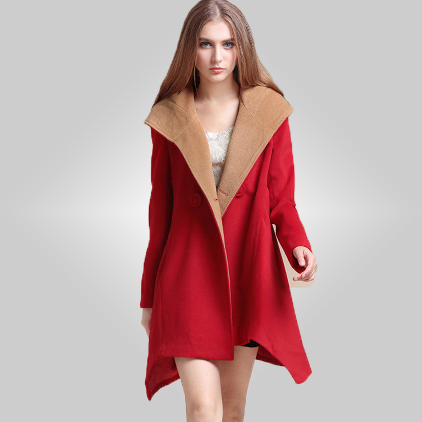 Free shipping  2015 Fashion Winter Wool & Blends Coat Women hooded cloak and long sections Woolen Cardigans outerwear coat70zml