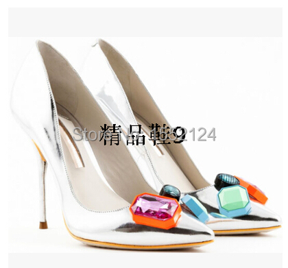 Charm pointed toe Designer Ankle thin High Heels 9cm Women Pumps sheepskin Leather For 2015 spring Summer brand Women shoes