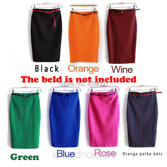 [CARZY] Candy Color Vintage Women Elastic Slim Medium-long High Waist Skirt Stretch Pockets Hip Pencil Skirt with Belt (2).jpg