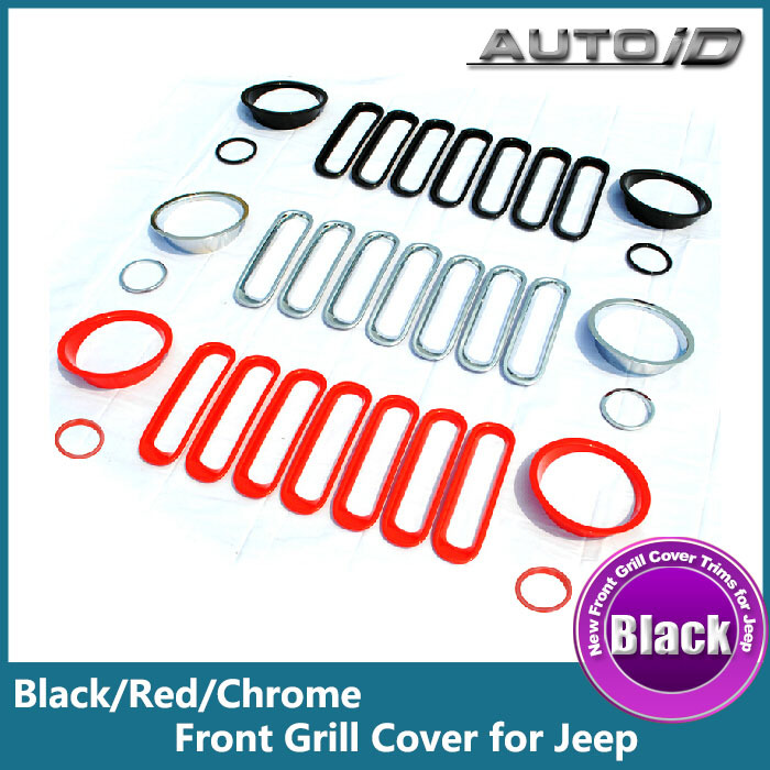 7PCS ABS Front Grille Cover Frame Trim Cover With Foglight Headlight trim Bezels Cover For Jeep Wrangler 2007-2014