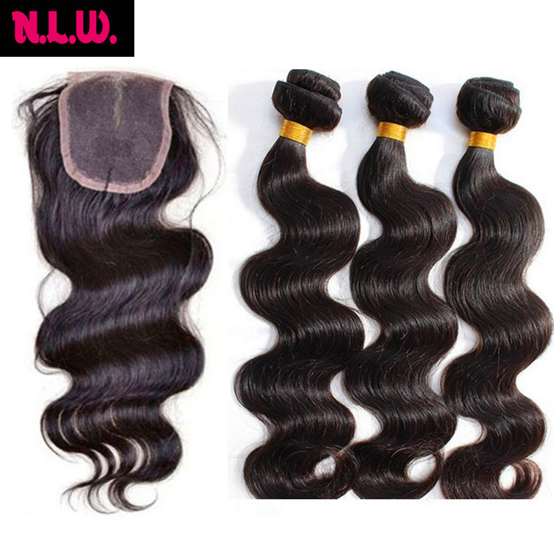 Brazilian Virgin Hair With Closure 6A Grade 3 Bundles With Closure Human Hair Weave Brazilian Body Wave With Lace Closure